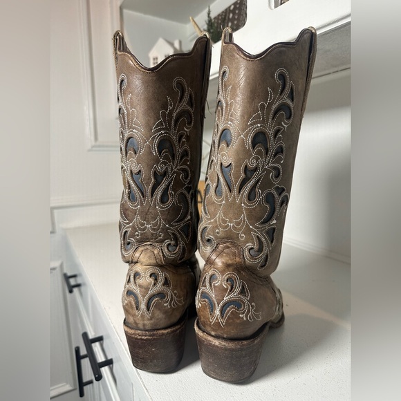 J.B. Dillon Women’s Western Cowboy Boots Size 8B Brown Leather Embroidered - Picture 6 of 10